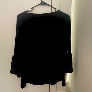 banana republic black crepe lace sleeve top NWT